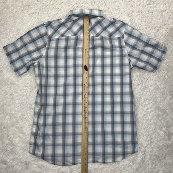 Travis Mathew Short Sleeve Button Down Shirt Plaid/Checkered Blue/White Size L - Picture 12 of 12
